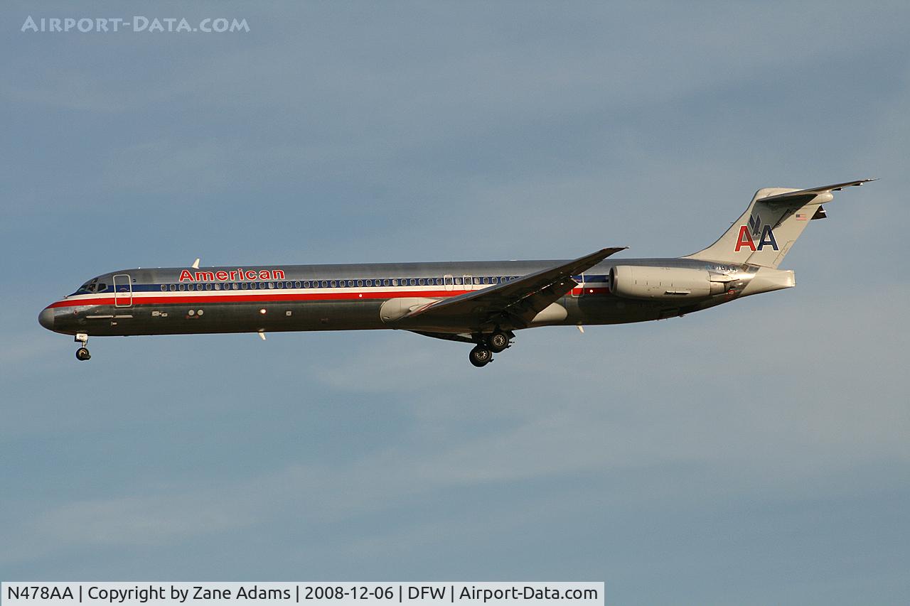 N478AA, 1988 McDonnell Douglas MD-82 (DC-9-82) C/N 49653, American Airlines MD-80 on approach to DFW