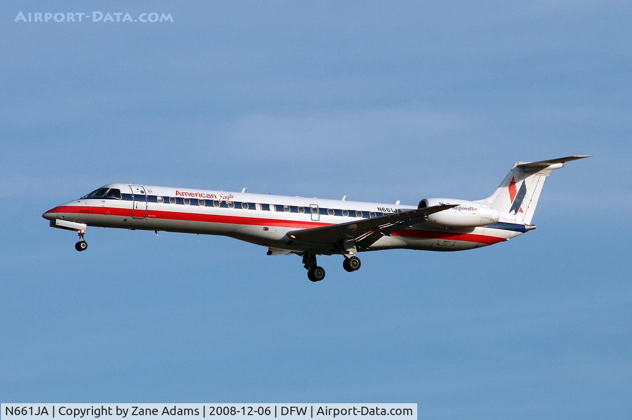 N661JA, 2003 Embraer ERJ-145LR (EMB-145LR) C/N 145766, American Eagle landing at DFW