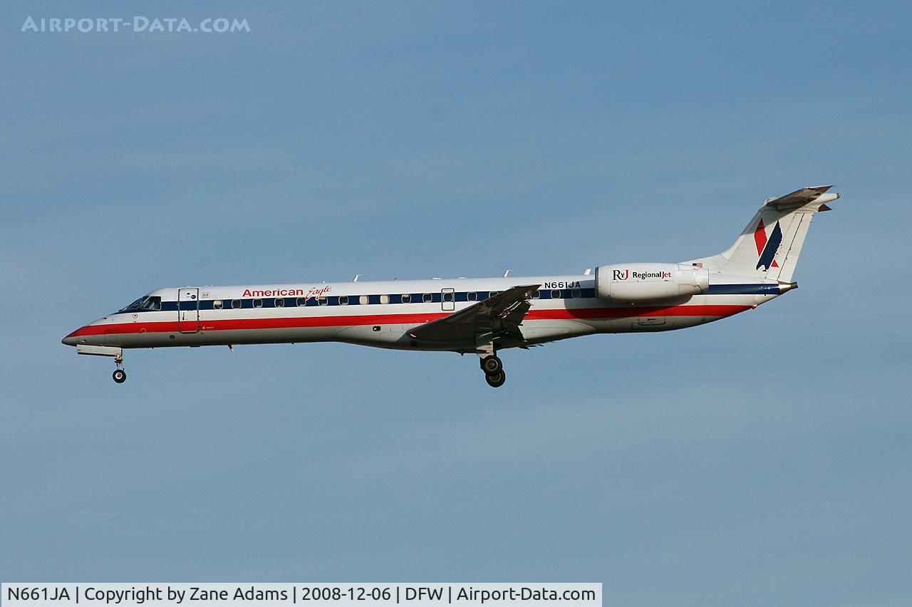 N661JA, 2003 Embraer ERJ-145LR (EMB-145LR) C/N 145766, American Eagle landing at DFW