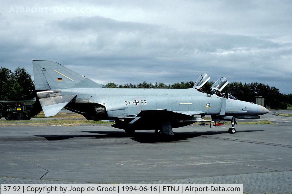 37 92, 1972 McDonnell Douglas F-4F Phantom II C/N 4581, During our stay at Jever this Neuburg Phantom came in for a visit. It was the only aircraft that day we could photograph with some sunshine.