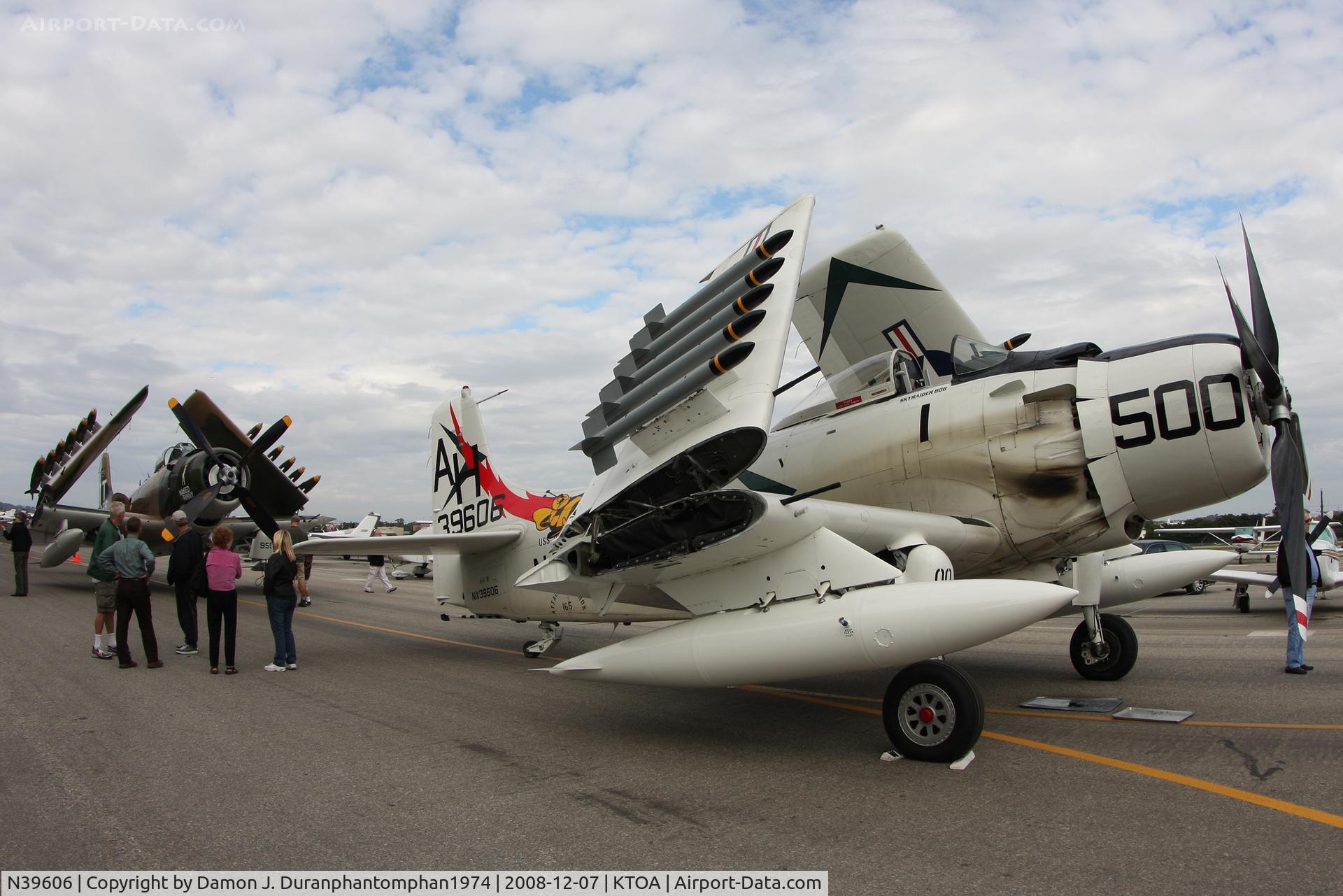 N39606, 1955 Douglas AD-6 Skyraider C/N 10838, On static display at WMOF Holiday Open House.  This is the formerly owned by David Price and the Museum of Flying in Santa Monica, CA