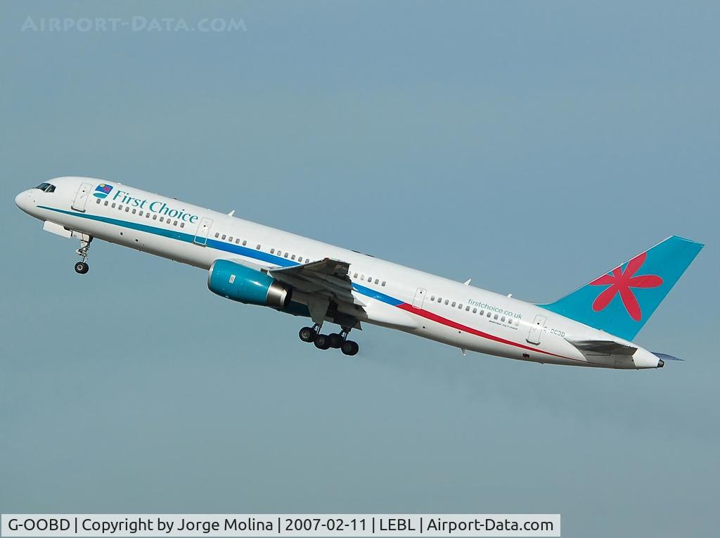 G-OOBD, 2003 Boeing 757-28A C/N 33099, Taking off RWY 25L.