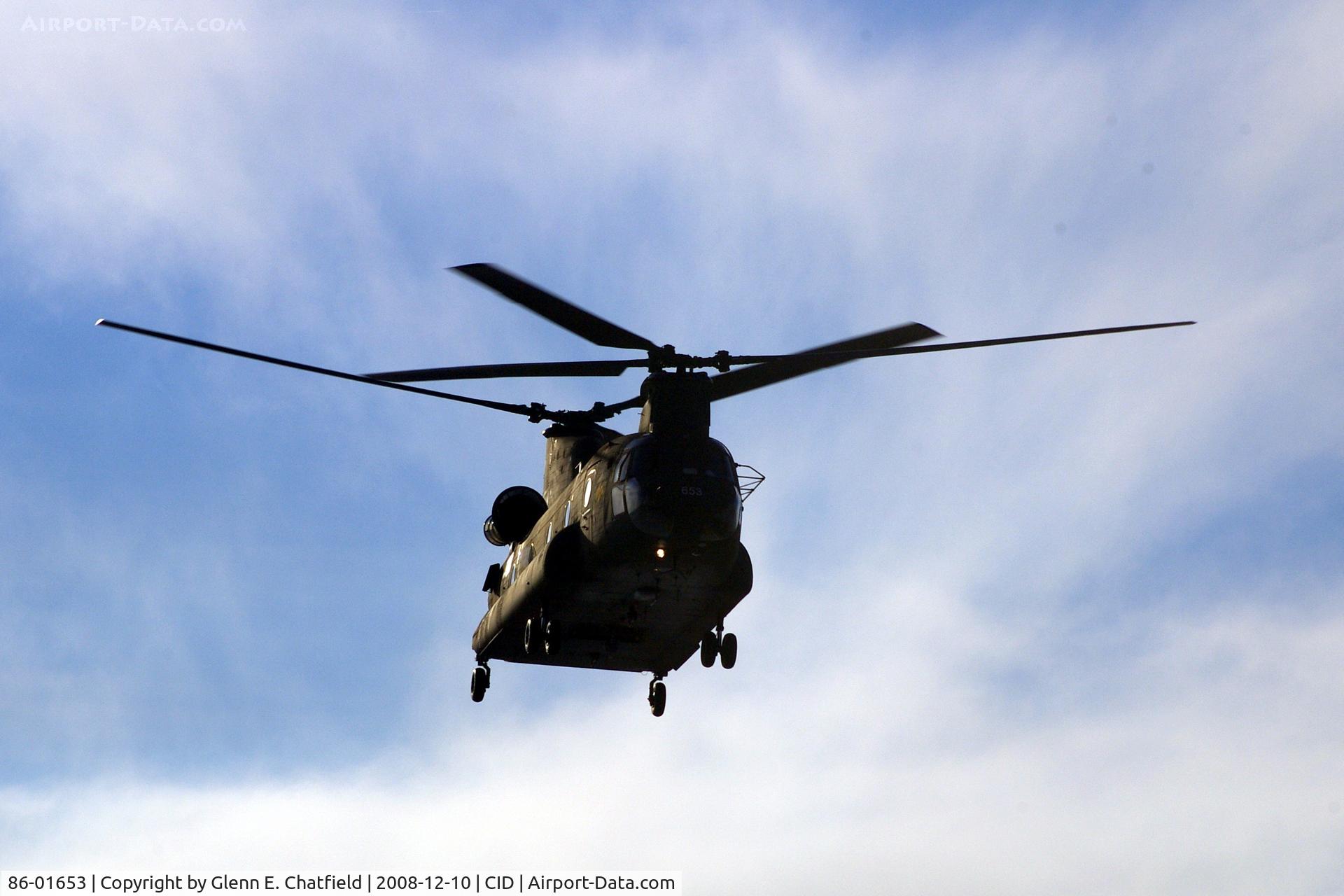 86-01653, 1986 Boeing CH-47D Chinook C/N M.3158, I heard the noise and looked out my east window into the sun and there he was.