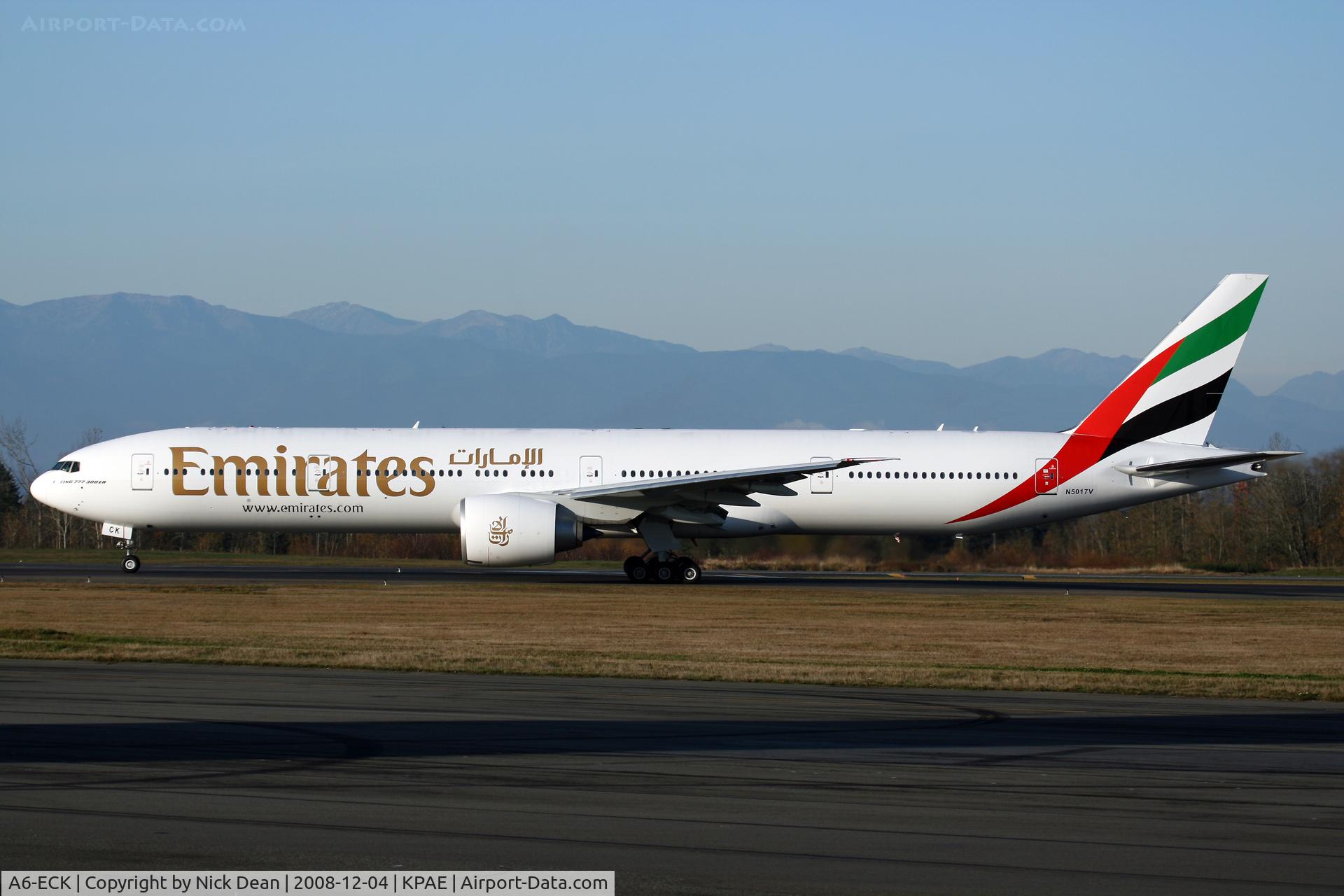 A6-ECK, 2008 Boeing 777-31H/ER C/N 35584, KPAE (Carrying N5017V for a test flight)