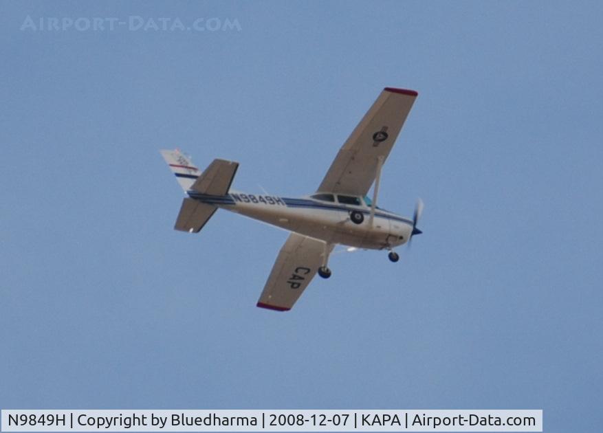 N9849H, 1981 Cessna 182R Skylane C/N 18268068, Civil Air Patrol flying West over Columbine High School, Littleton Colorado.