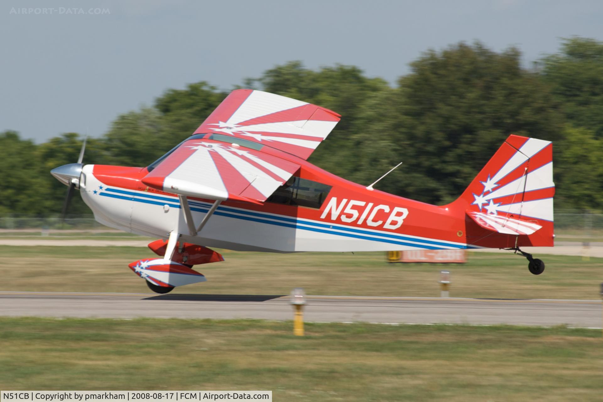 N51CB, 1977 Bellanca 8KCAB Decathlon C/N 297-77, Crosswind landing at Flying Cloud Airport in Eden Prairie, MN during the AirExpo 2008