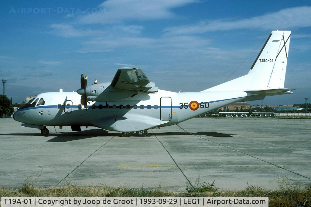 T19A-01, 1988 Airtech CN-235-10 C/N C013, This aircraft was used to transport the disabeled mother of King Juan Carlos. She was pushed up the rear ramp.