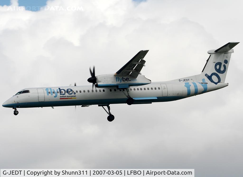 G-JEDT, 2003 De Havilland Canada DHC-8-402Q Dash 8 C/N 4088, Landing rwy 32L
