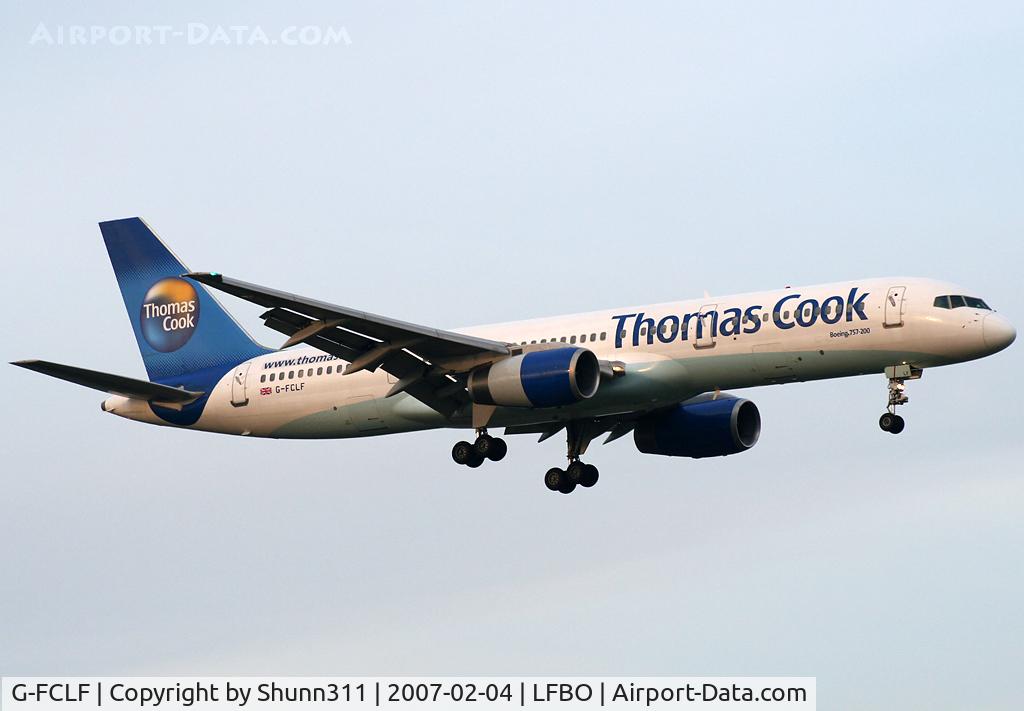 G-FCLF, 1999 Boeing 757-28A C/N 28835, Landing rwy 14R