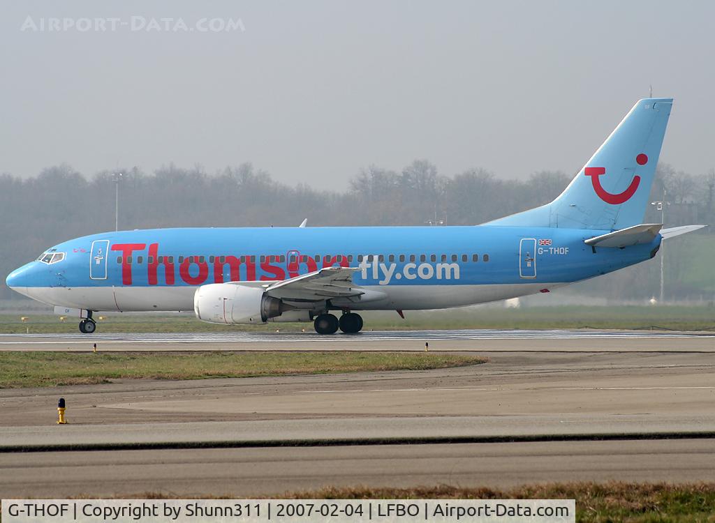 G-THOF, 1995 Boeing 737-3Q8 C/N 26314, Lining up rwy 14L for departure...
