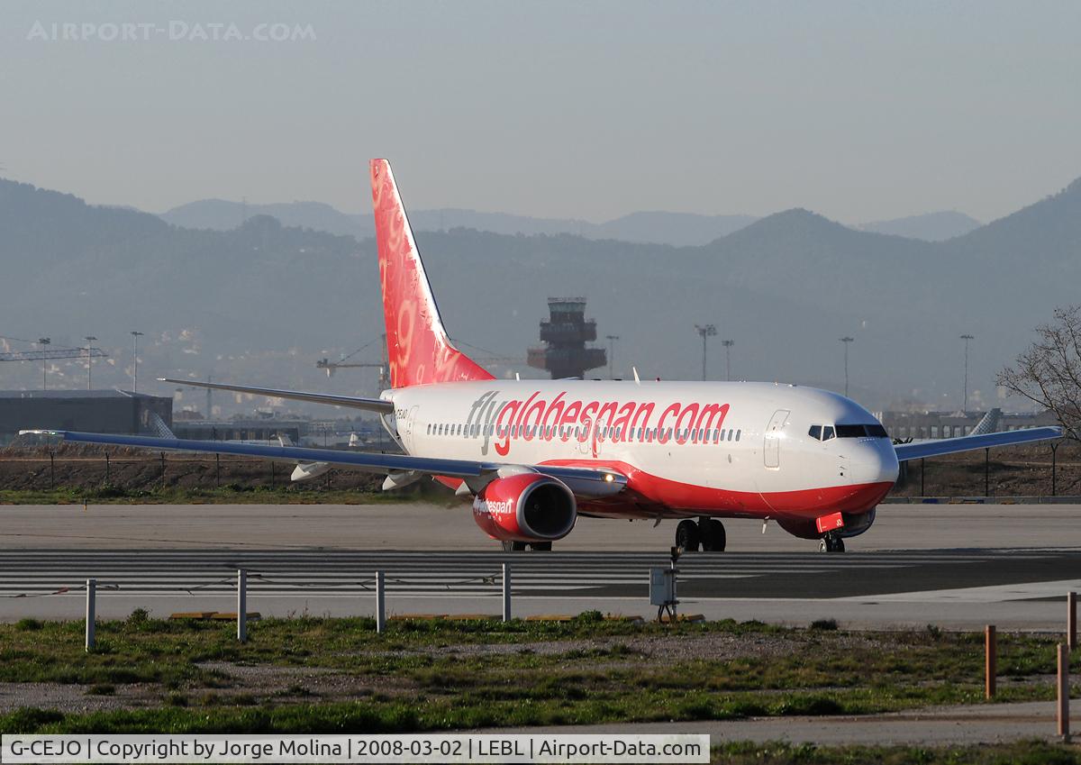 G-CEJO, 2007 Boeing 737-8BK C/N 29643, Entering RWY 25L for take off.
