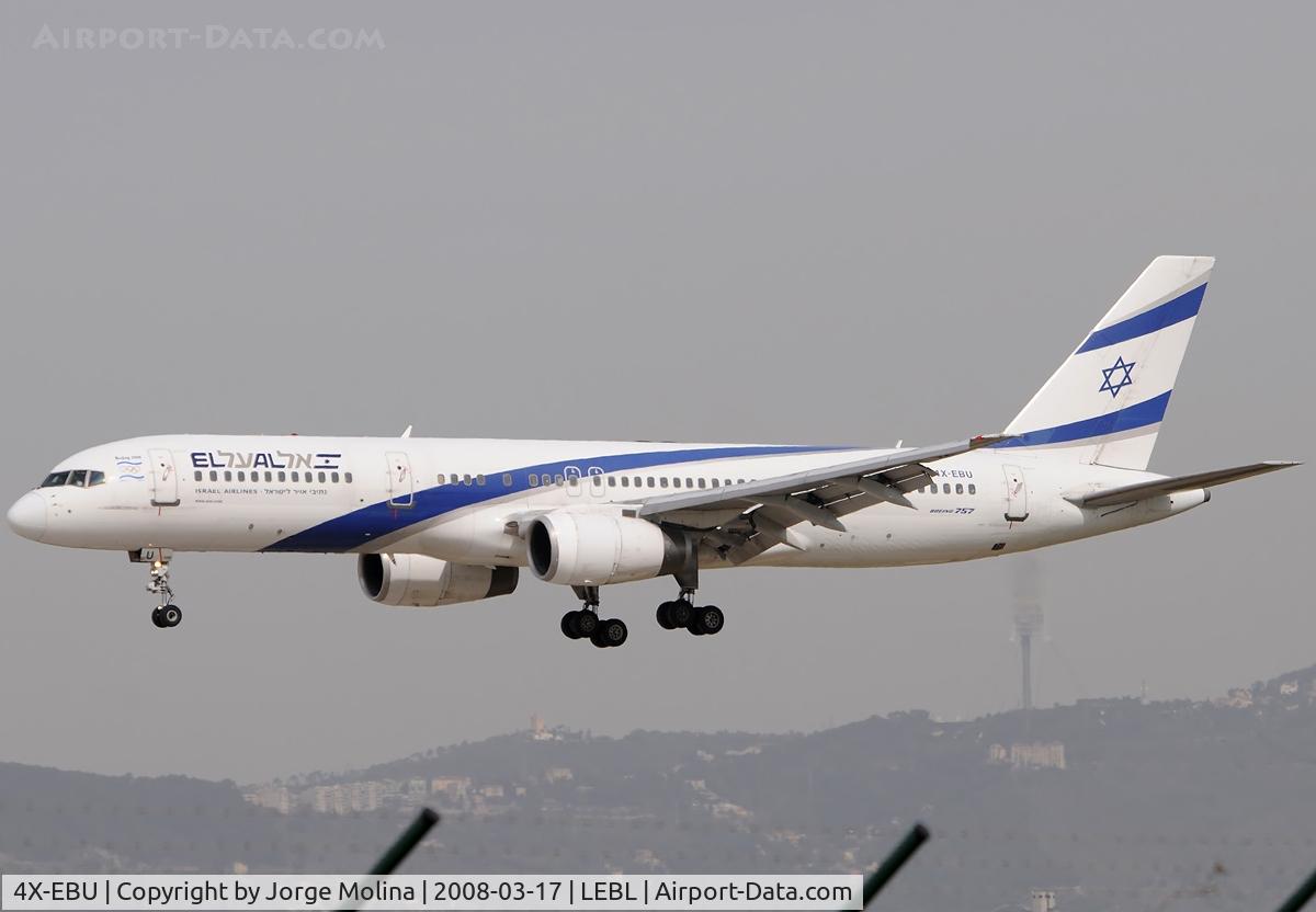 4X-EBU, 1993 Boeing 757-258 C/N 26053/529, On final to RWY 25R.