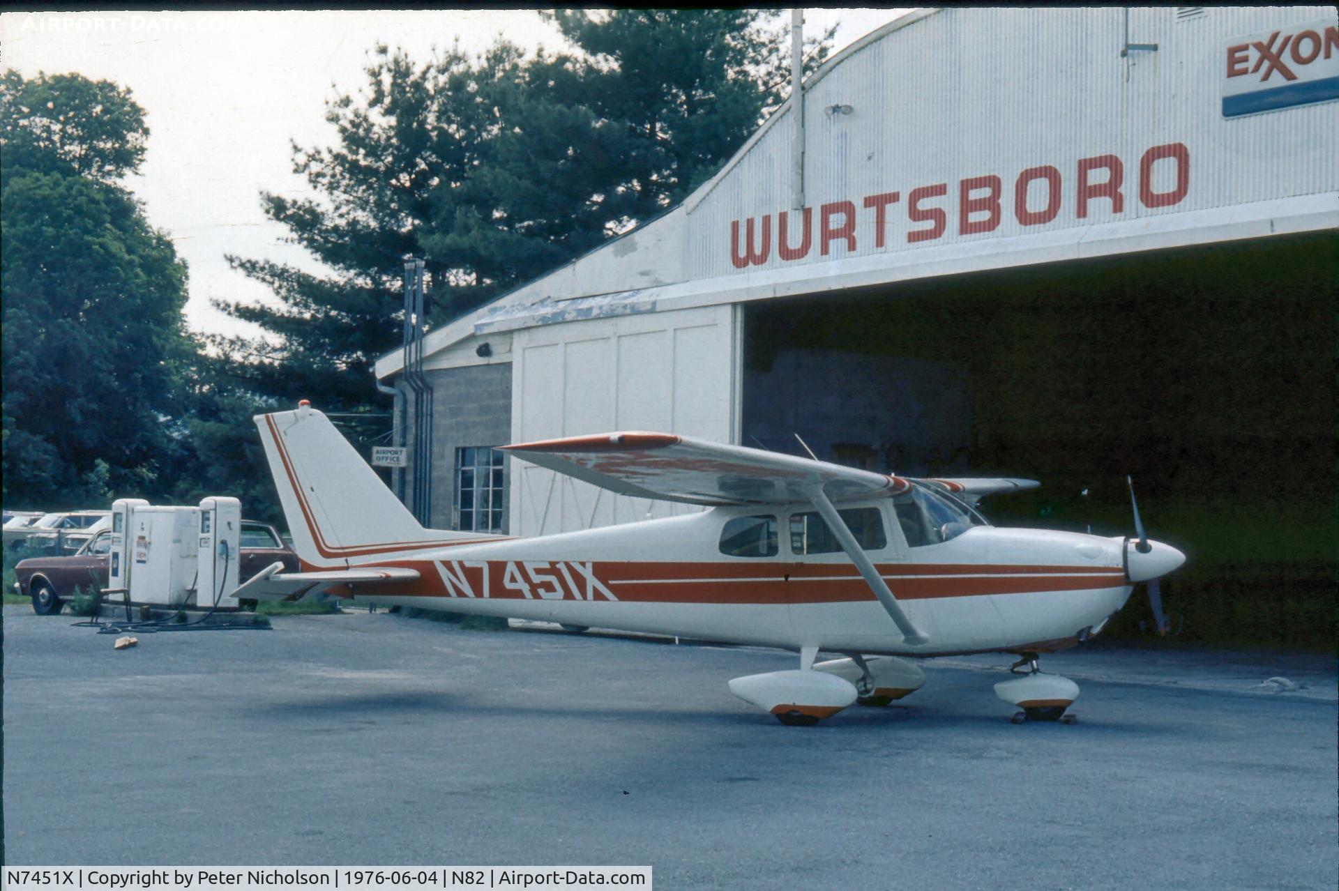 N7451X, 1960 Cessna 172B C/N 17247951, This Skyhawk was at Wurtsboro in the summer of 1976.