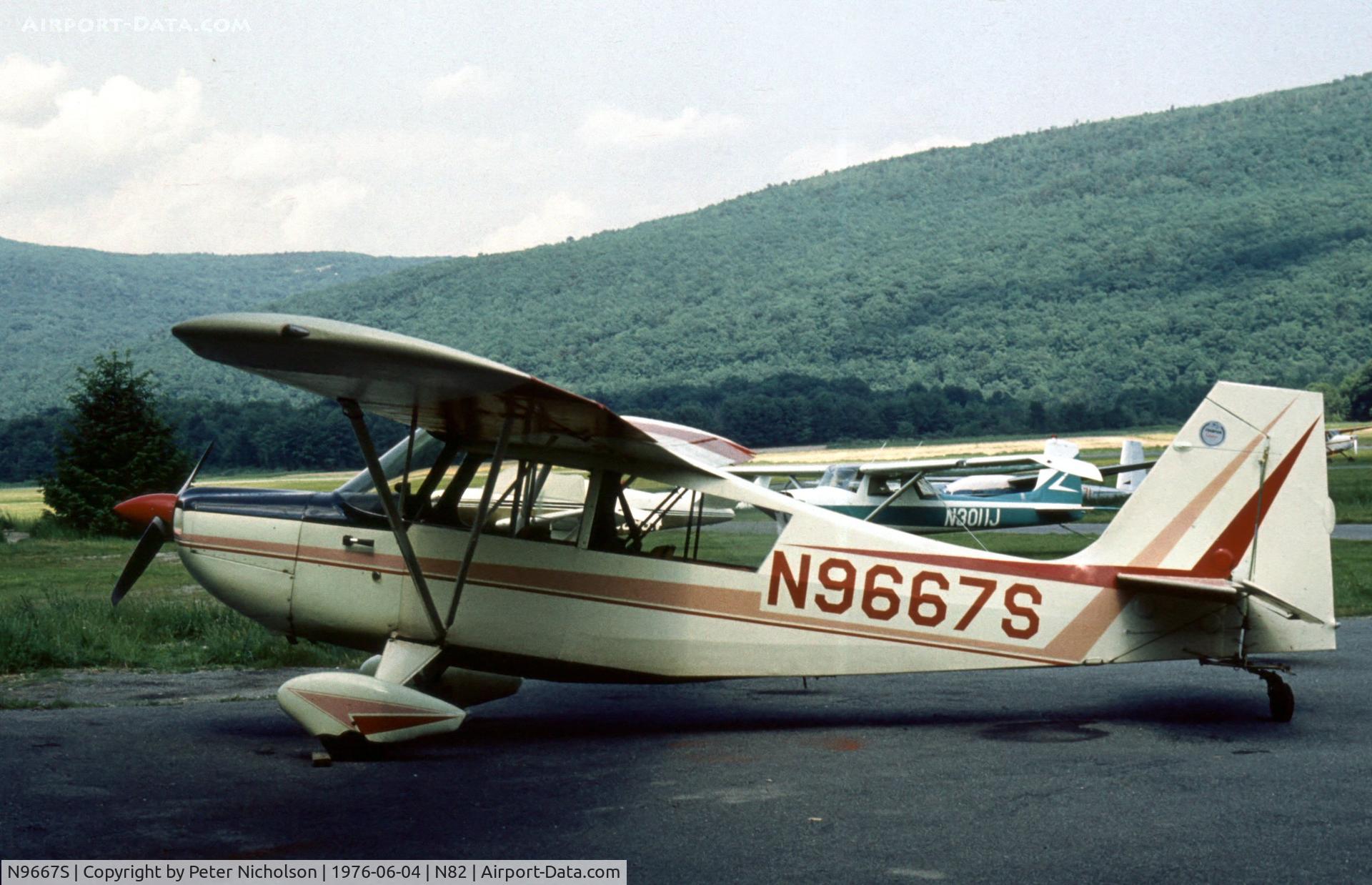 N9667S, 1966 Champion 7GCBC C/N 27, This Citabria was seen at Wurtsboro in the summer of 1976.