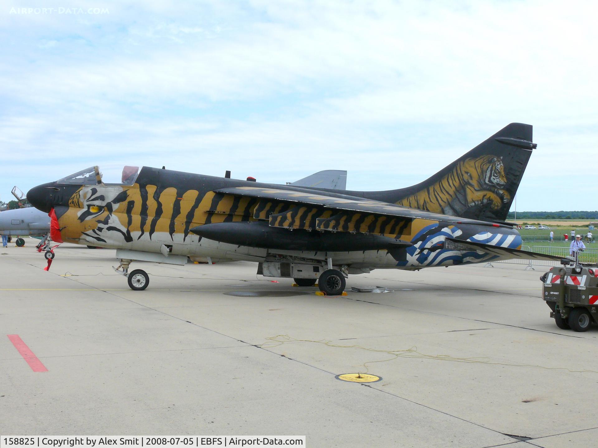 158825, LTV A-7E Corsair II C/N E-381, LTV A-7E Corsair II 158825 Hellenic Air Force painted in great looking tiger colors