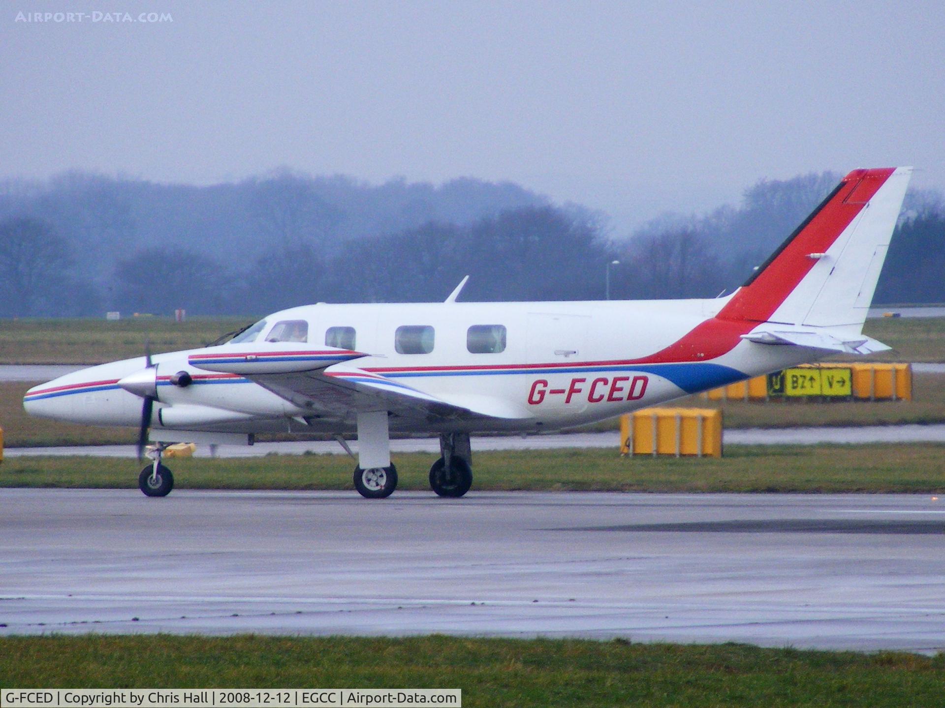 G-FCED, 1981 Piper PA-31T2-620 Cheyenne IIXL C/N 31T-8166013, departing from Manchester