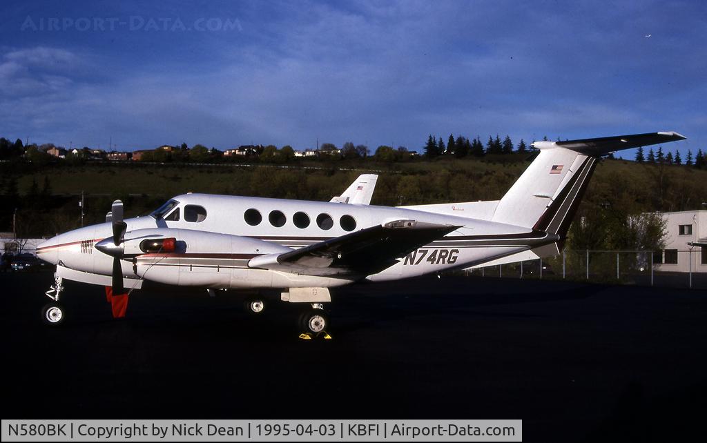 N580BK, 1982 Beech B200 King Air C/N BB-1000, KBFI (Seen as N74RG)