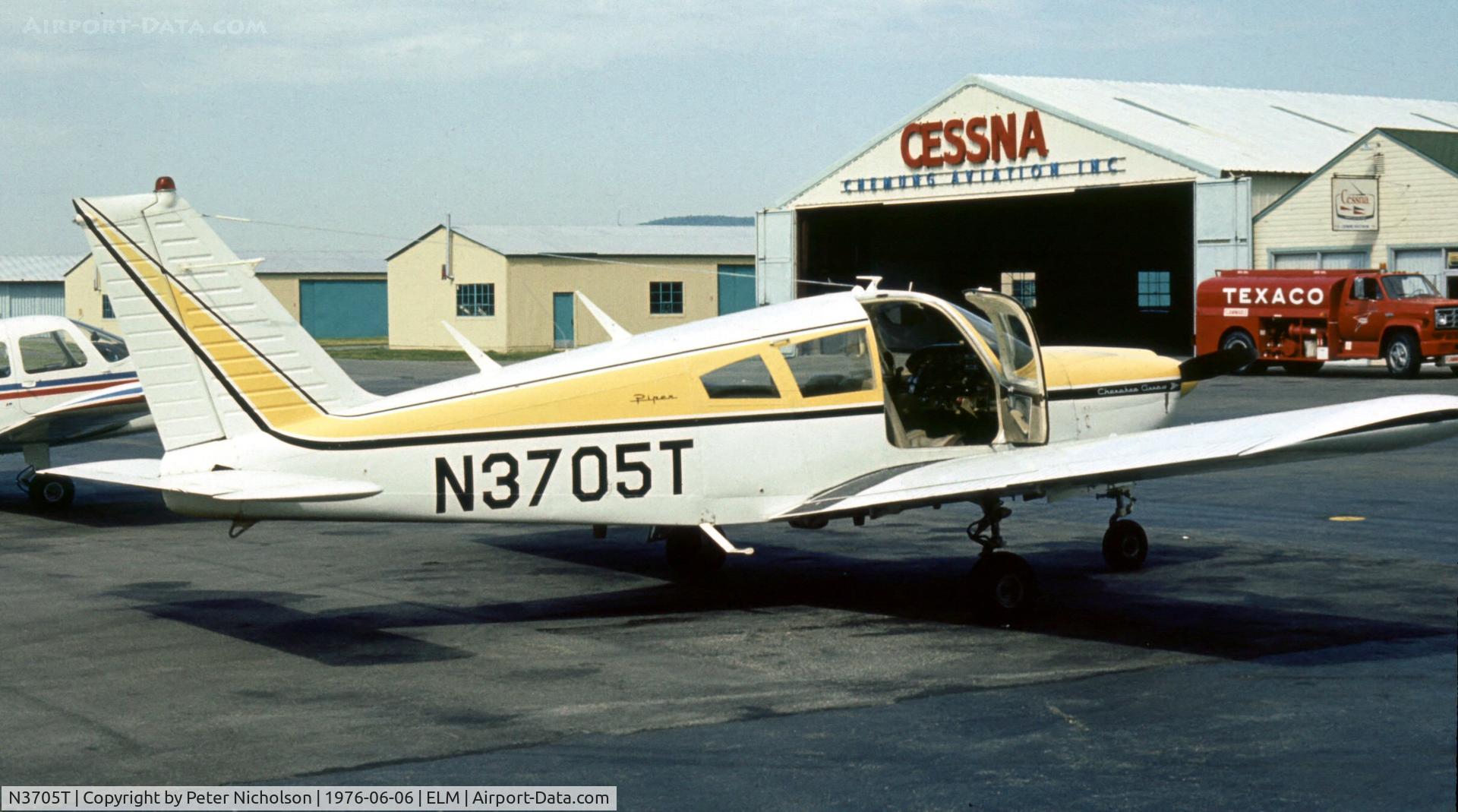 N3705T, 1967 Piper PA-28R-180 Cherokee Arrow C/N 28R-30009, This Cherokee Arrow was at Chemung County Airport as it was known in 1976.