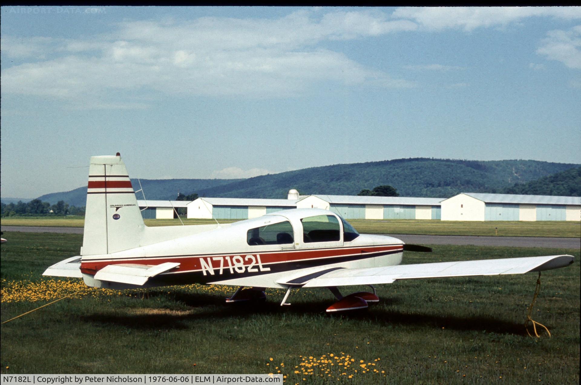 N7182L, 1973 Grumman American AA-5 Traveler C/N AA5-0482, This Traveler was seen at Chemung County Airport in the summer of 1976 - airport now known as Elmira Corning Regional Airport.