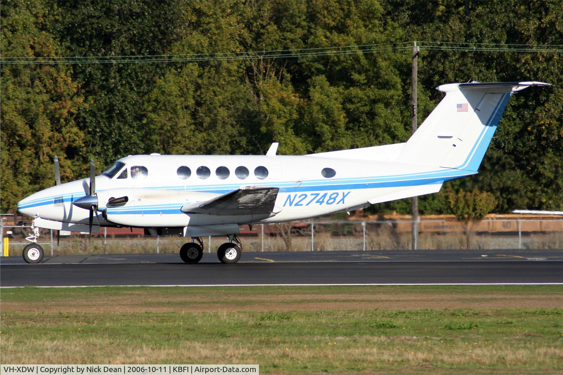 VH-XDW, 1985 Beechcraft B200 King Air C/N BB-1258, KBFI (Seen as N2748X when it was owned by Bonneville Power now registered in Australia as VH-XDW)
