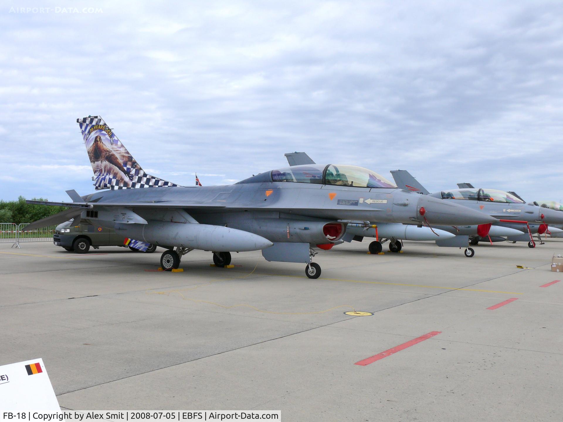 FB-18, General Dynamics F-16BM Fighting Falcon C/N 6J-18, General Dynamics F-16BM Fighting Falcon FB18 Belgian Air Component with a special painted tail to commemmorate 20 year OCU