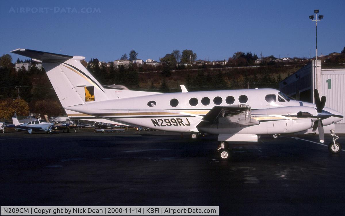 N209CM, 1998 Raytheon Aircraft Company B200 C/N BB-1613, KBFI (Seen as N299RJ prior to becoming N209CM)