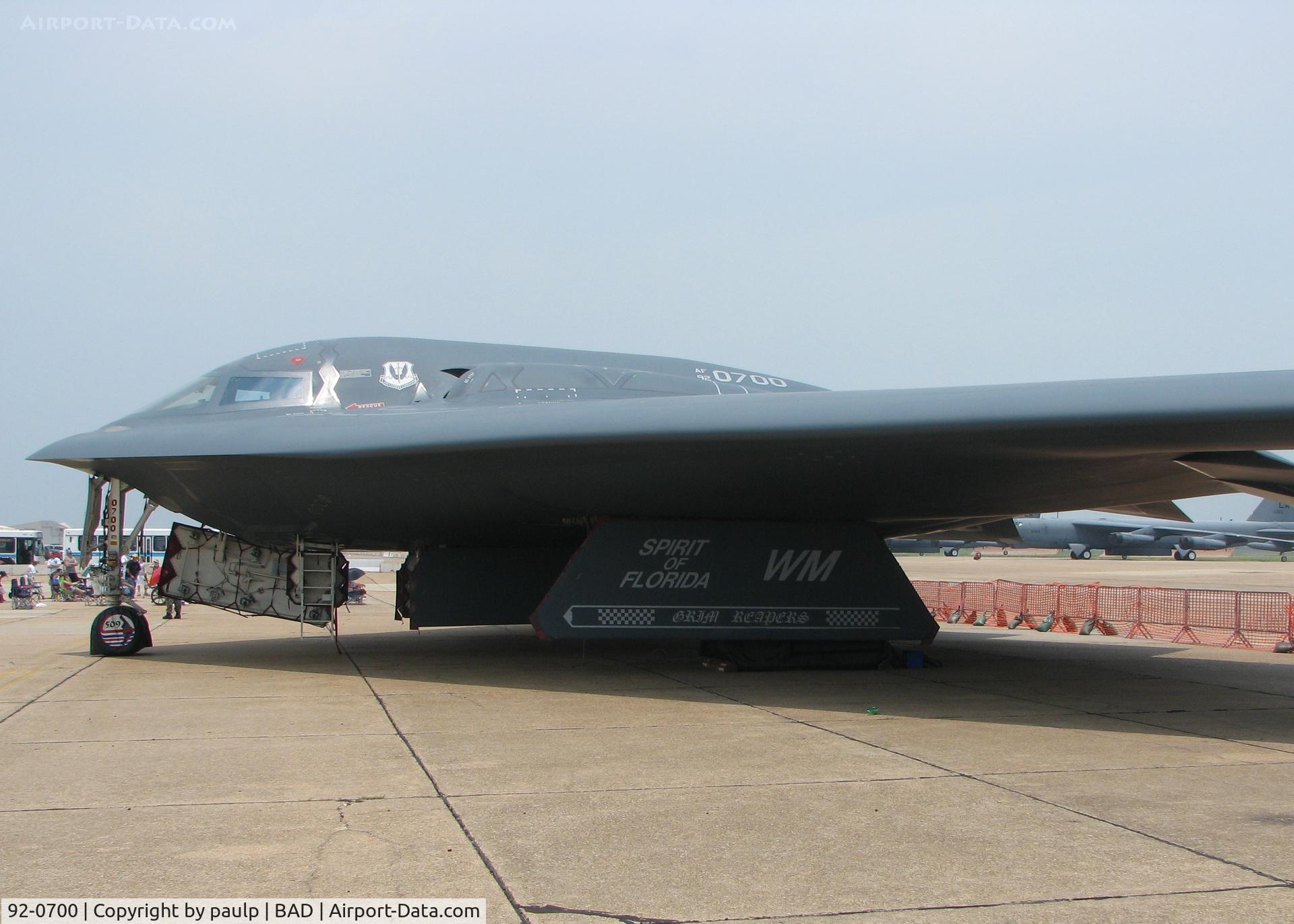 92-0700, 1992 Northrop Grumman B-2A Spirit C/N 1017/AV-17, On display at Barksdale Air Force Base.