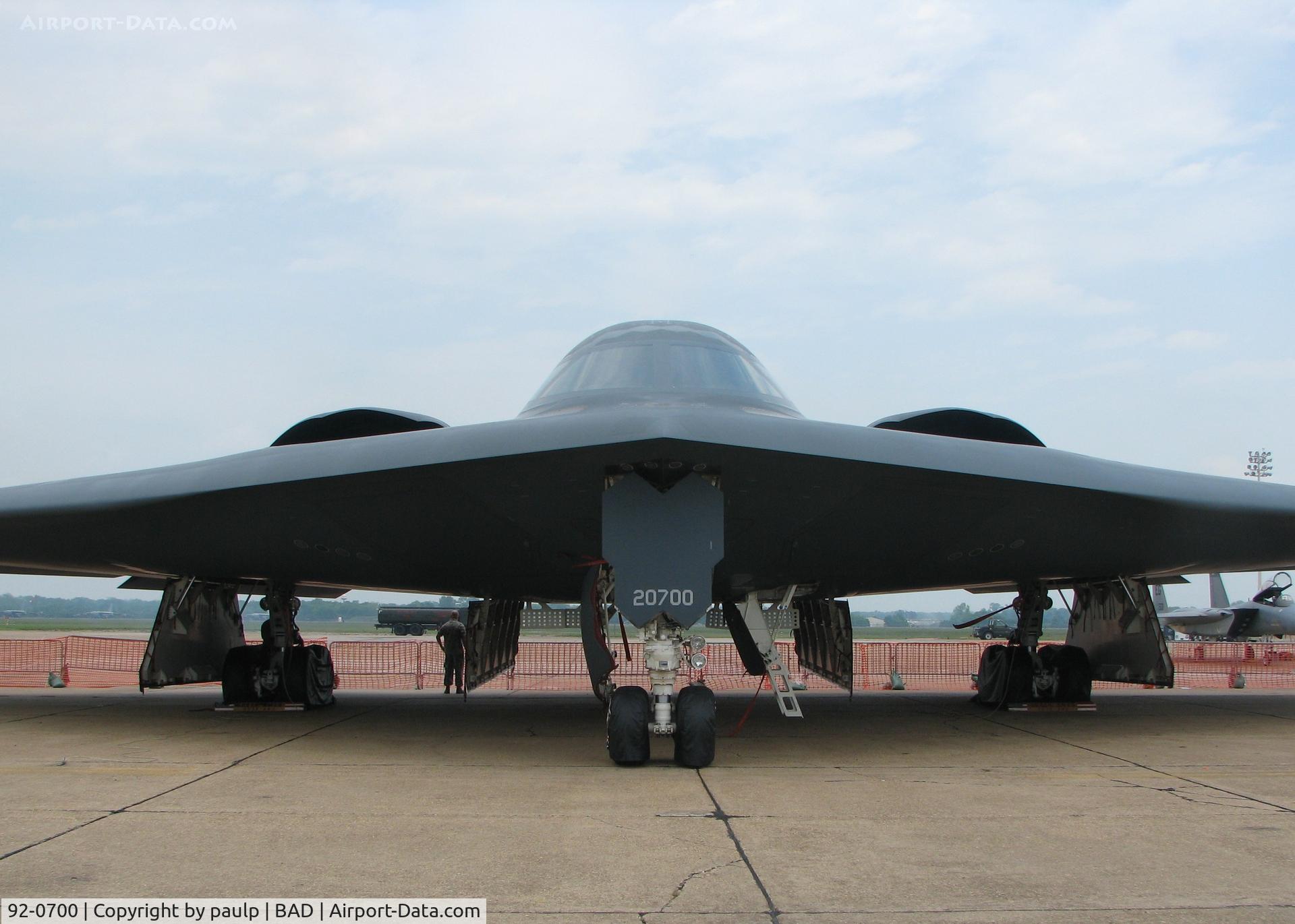 92-0700, 1992 Northrop Grumman B-2A Spirit C/N 1017/AV-17, On display at Barksdale Air Force Base.