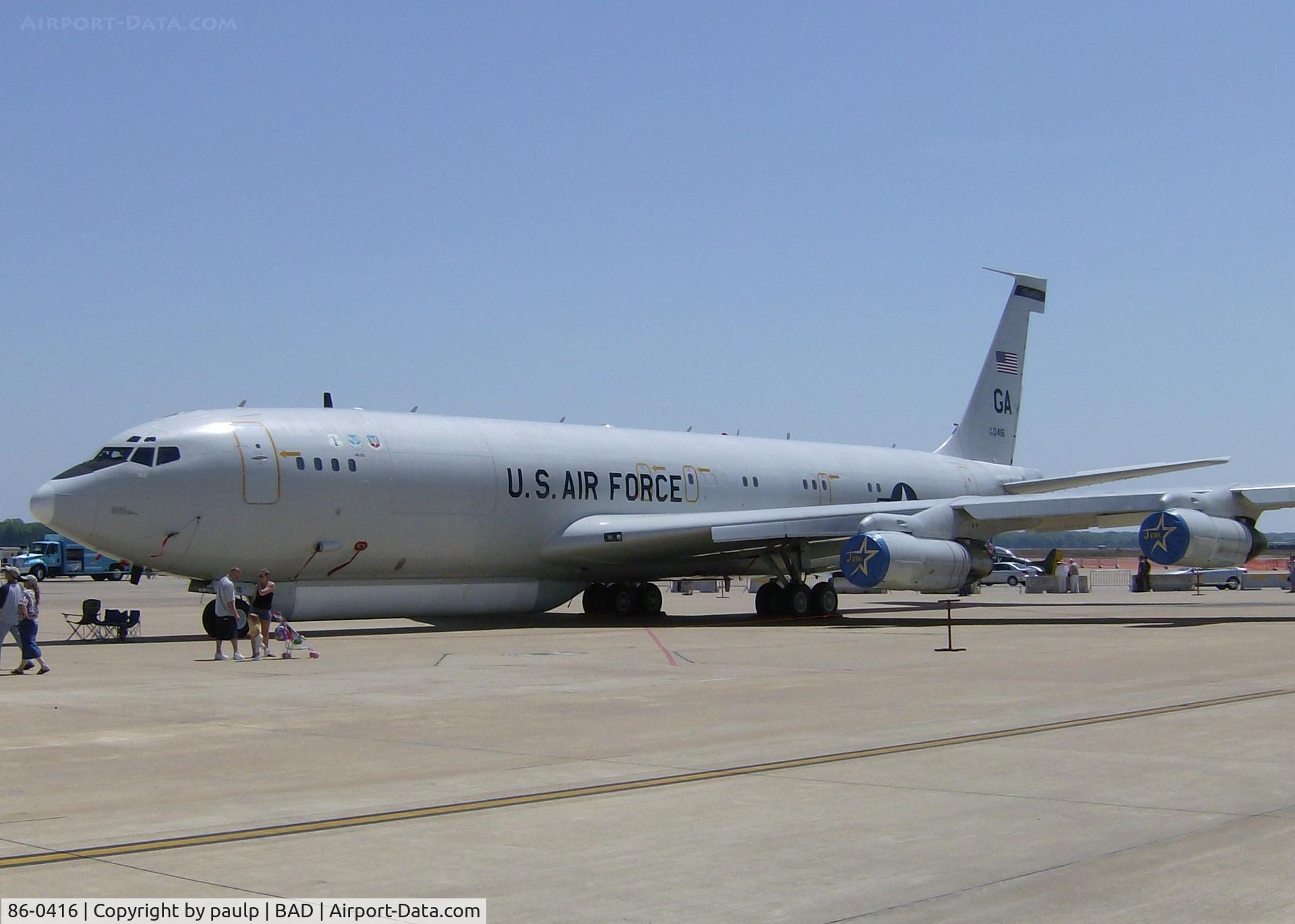86-0416, Boeing E-8A J-STARS C/N 19626, E-8 JSTARS on display at Barksdale Air Force Base.