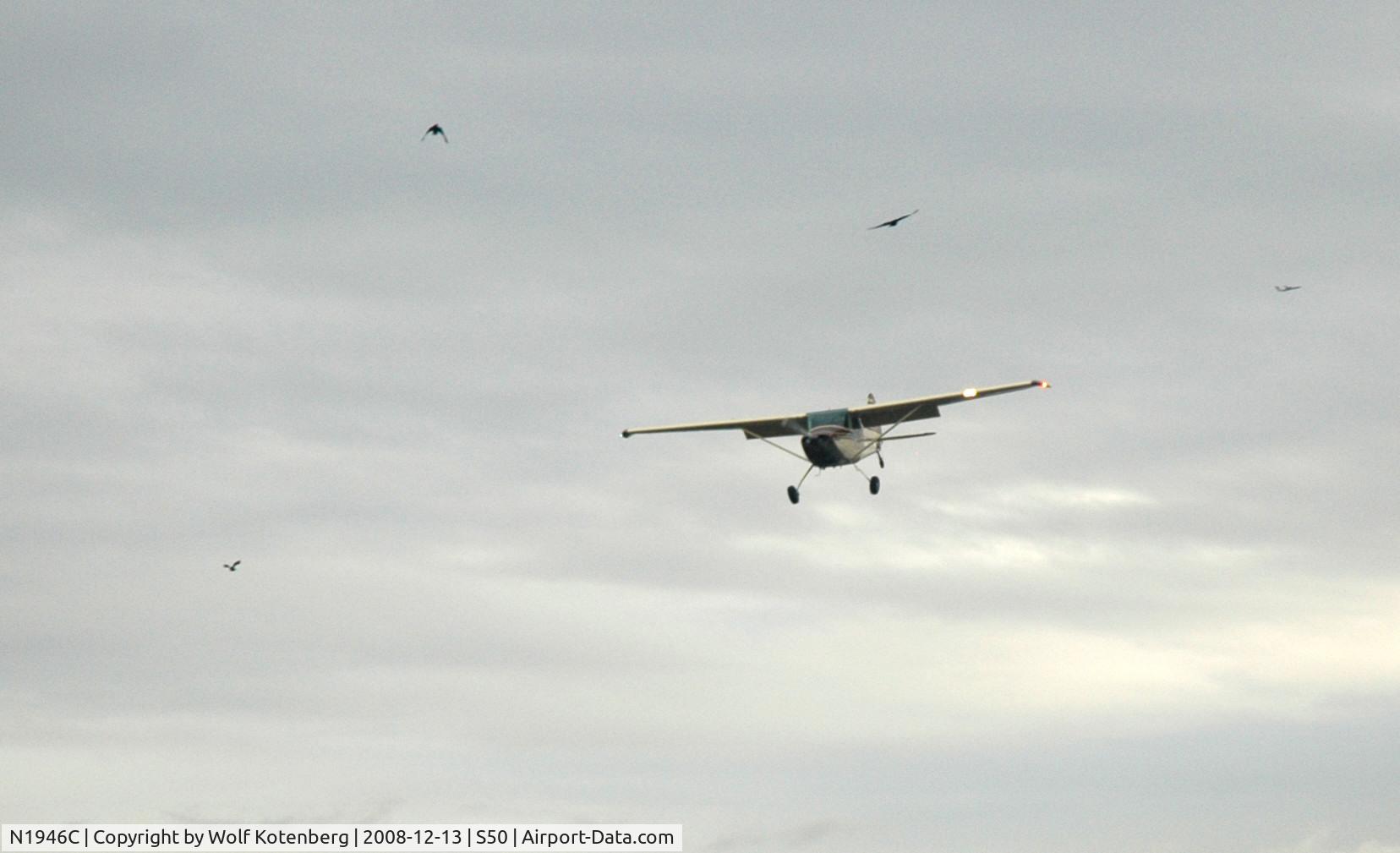 N1946C, 1953 Cessna 170B C/N 26091, looks like a Klingon ship far upper left shadowing the landing