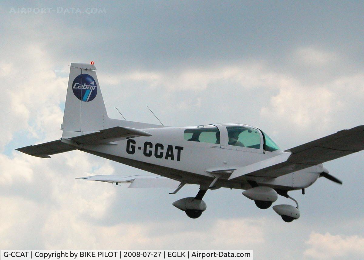 G-CCAT, 1979 Gulfstream American AA-5A Cheetah C/N AA5A-0893, OVER THE THRESHOLD OF RUNWAY 25