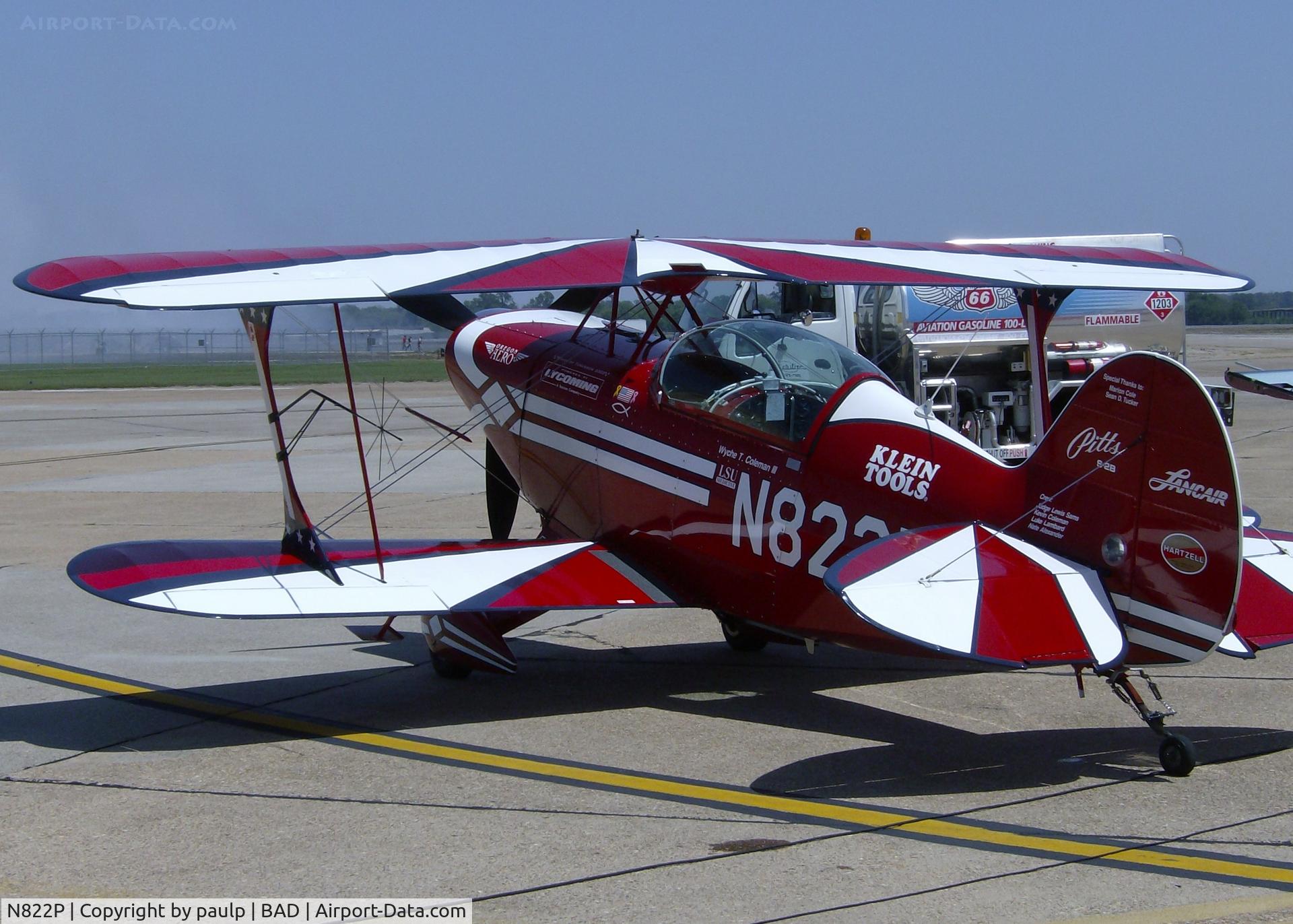 N822P, 1997 Aviat Pitts S-2B Special C/N 5341, One of the performers at the Barksdale Air Force Base open house.