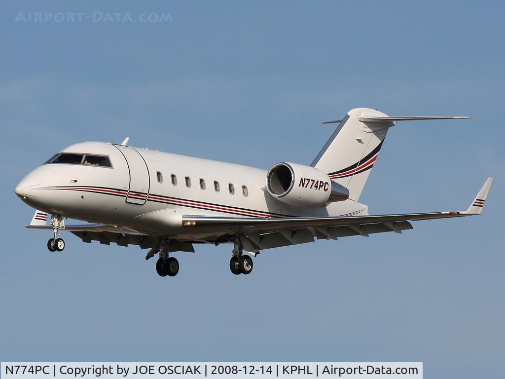 N774PC, 1991 Canadair Challenger 601-3A (CL-600-2B16) C/N 5094, Landing at Philly.