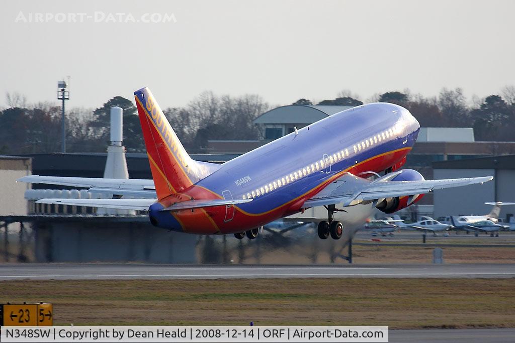 N348SW, 1989 Boeing 737-3H4 C/N 24375, Southwest Airlines N348SW (FLT SWA611) departing RWY 23 enroute to Baltimore/Washington Int'l (KBWI).