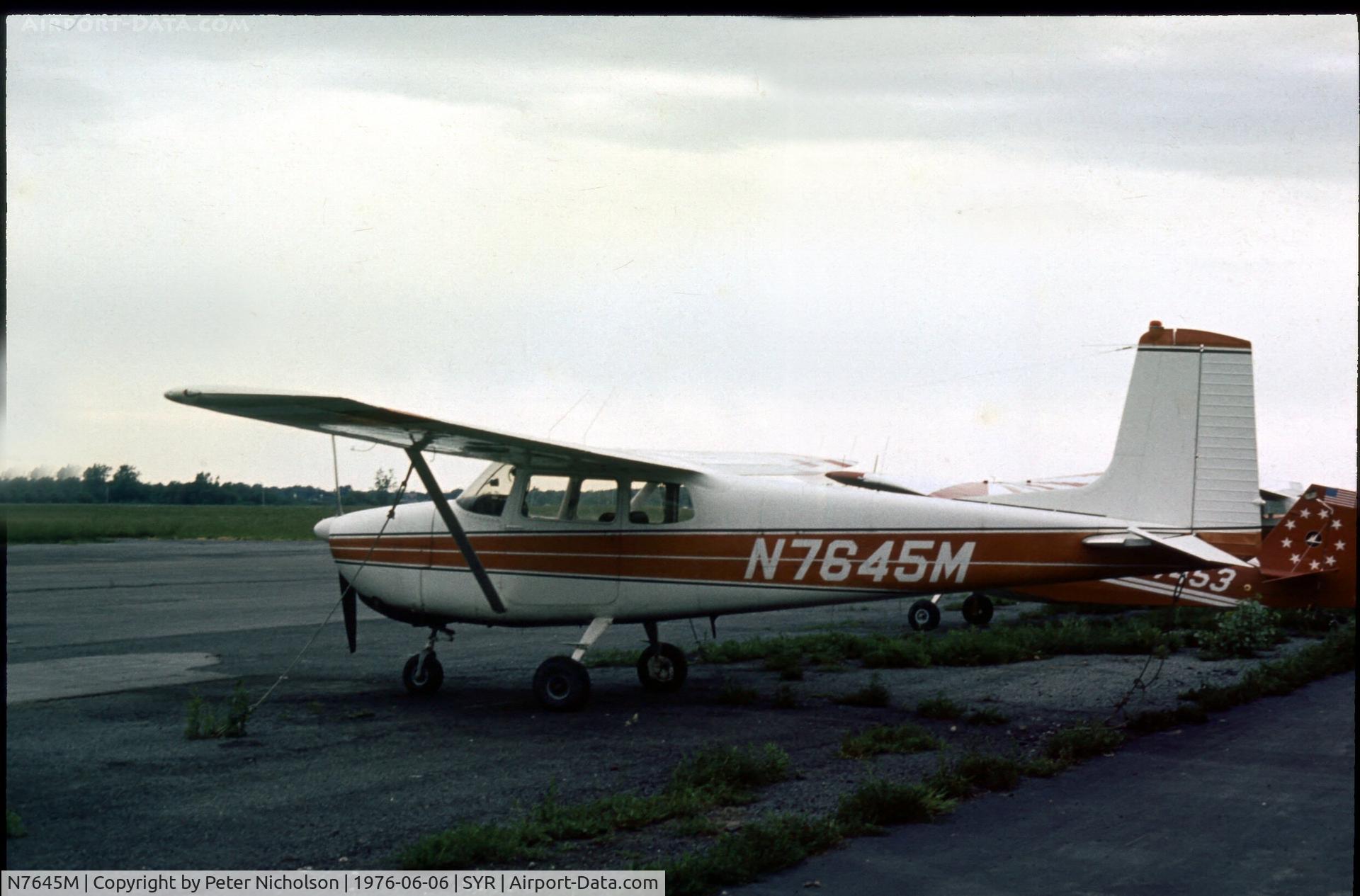 N7645M, 1959 Cessna 175 Skylark C/N 55945, At Syracuse in the summer of 1976.