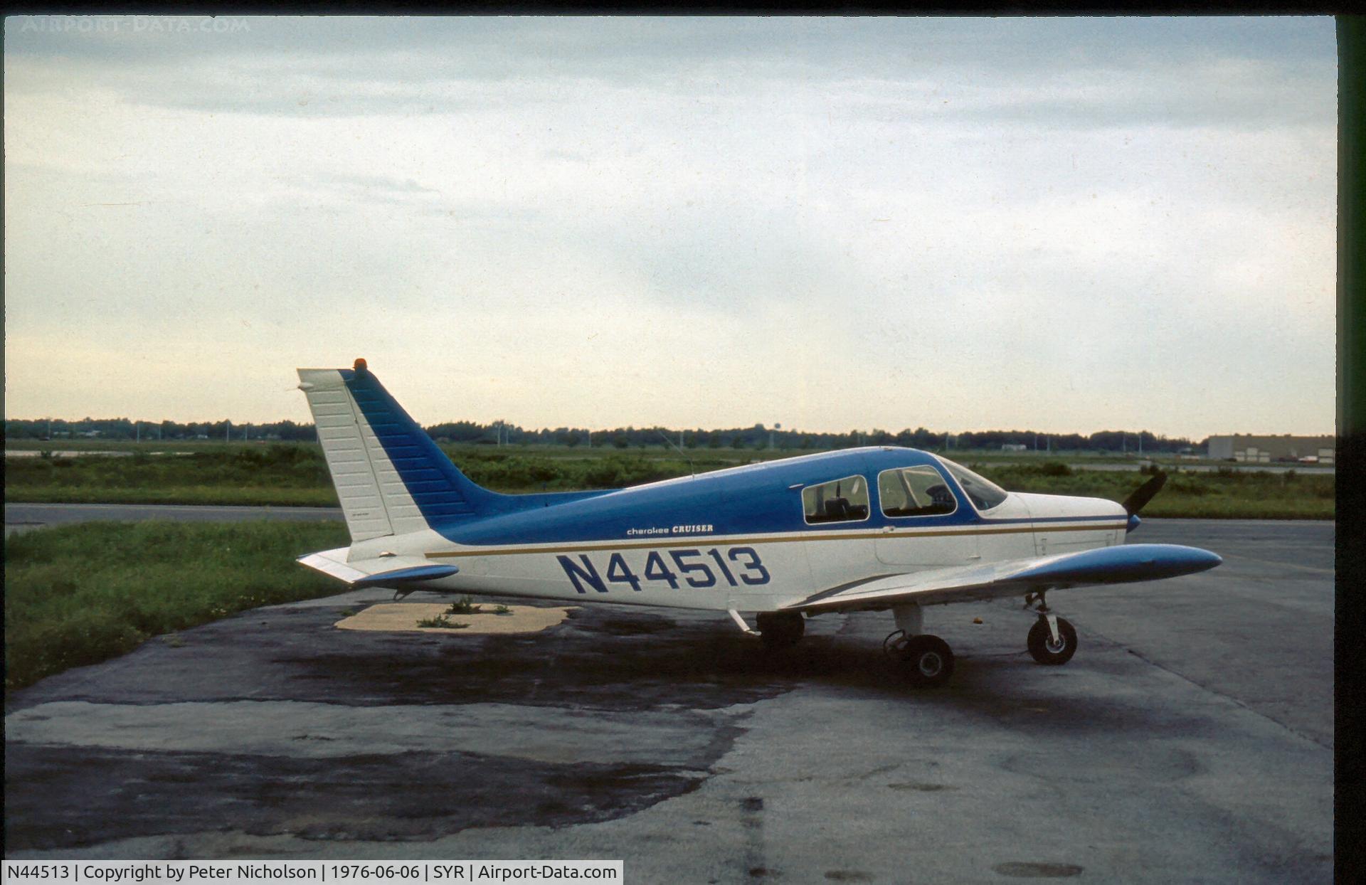N44513, 1974 Piper PA-28-140 C/N 28-7425420, This Cherokee Cruiser was at Syracuse in the summer of 1976.