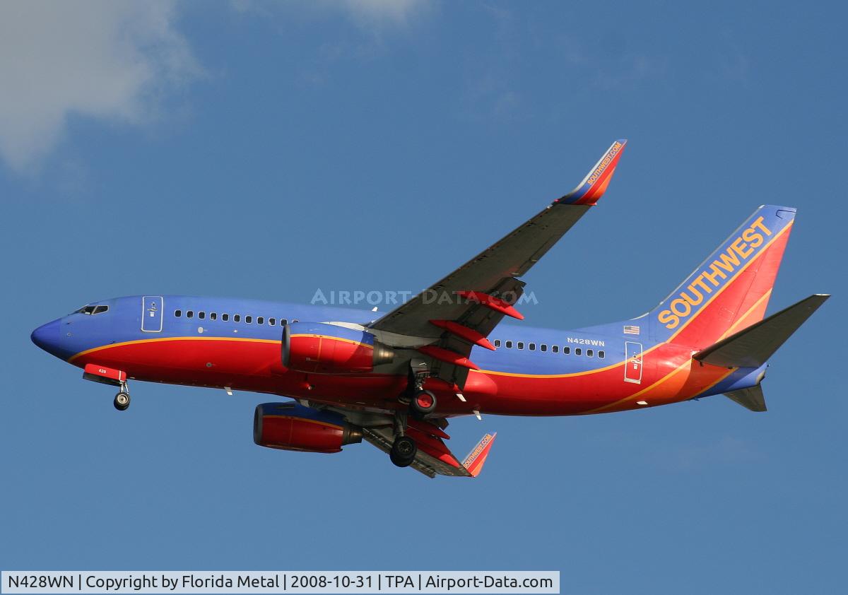 N428WN, 2002 Boeing 737-7H4 C/N 29844, Southwest 737-700