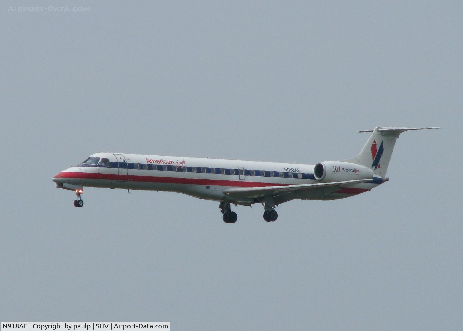 N918AE, 2005 Embraer ERJ-145LR (EMB-145LR) C/N 14500902, Landing at Shreveport Regional.