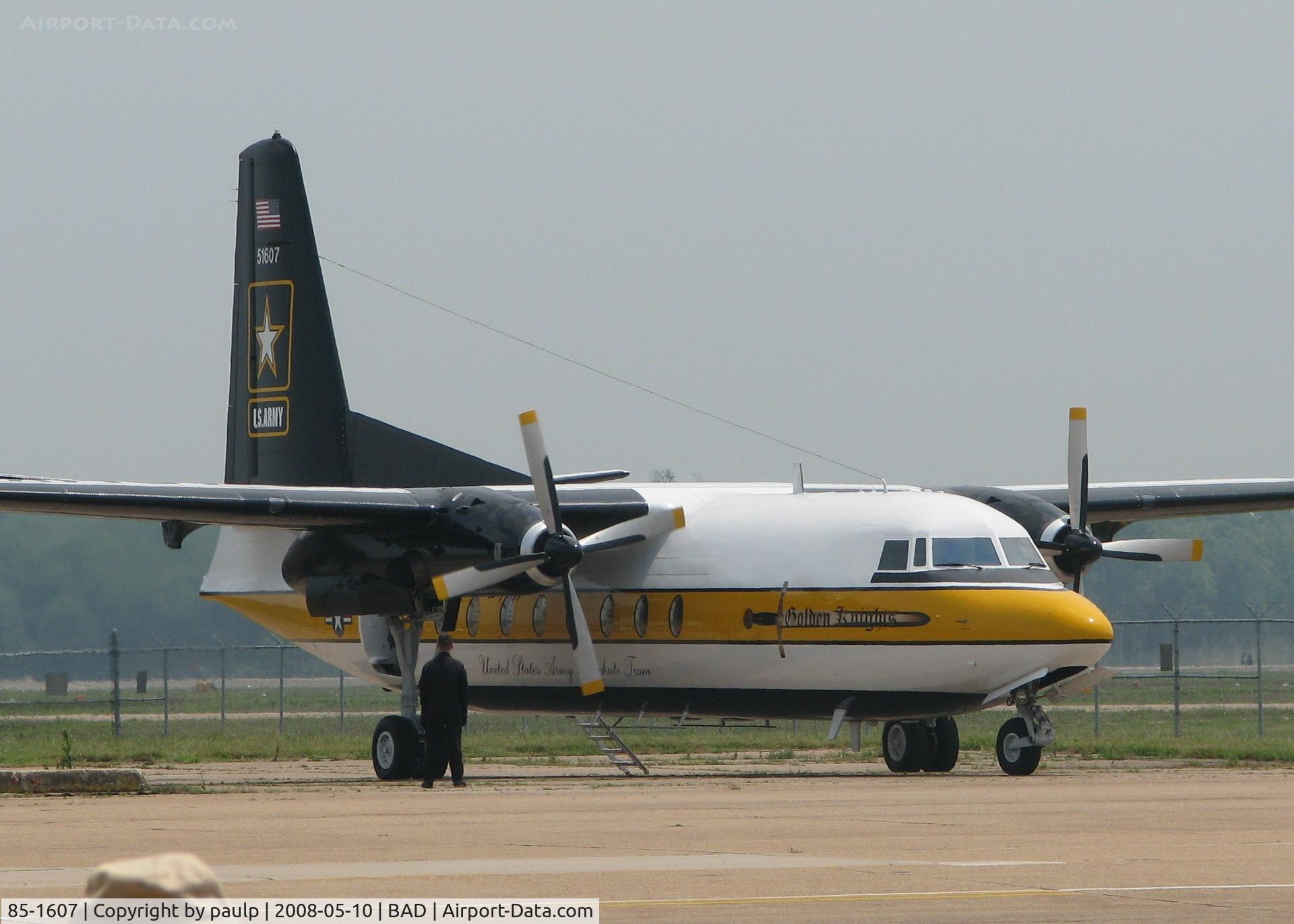 85-1607, 1983 Fokker C-31A (F27-400M) Troopship C/N 10653, Getting ready to start up at Barksdale Air Force Base.