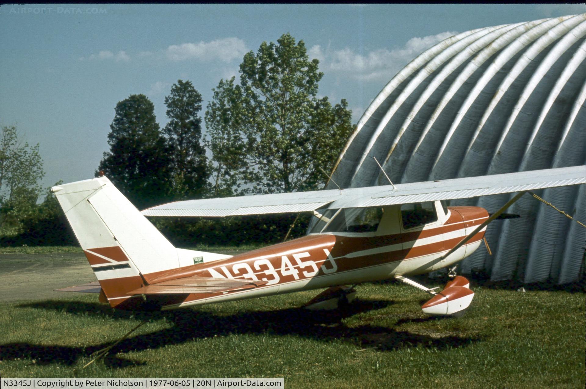 N3345J, 1967 Cessna 150G C/N 15066045, As seen at Kingston-Ulster Airport in New York State in the summer of 1977.