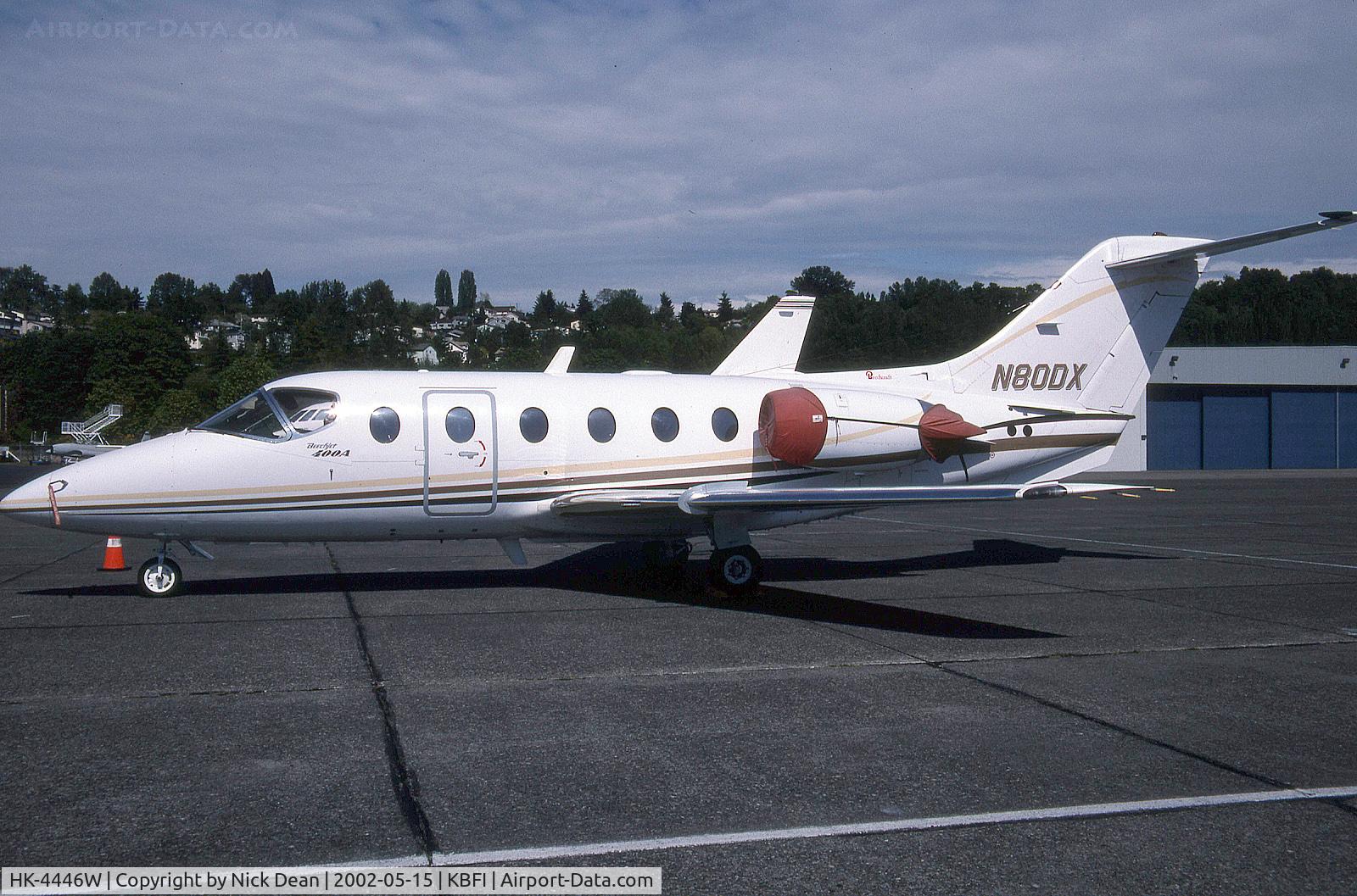 HK-4446W, 1991 Beechcraft 400A Beechjet C/N RK-26, KBFI (RK-26 seen here as N80DX currently registered HK-4446W)
