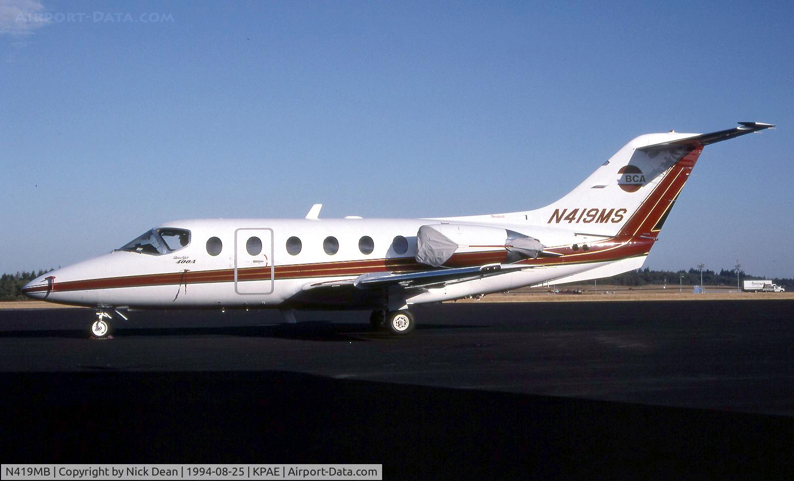 N419MB, Beech 400A Beechjet C/N RK-85, KPAE (Currently registered N419MB but seen as N419MS as posted)