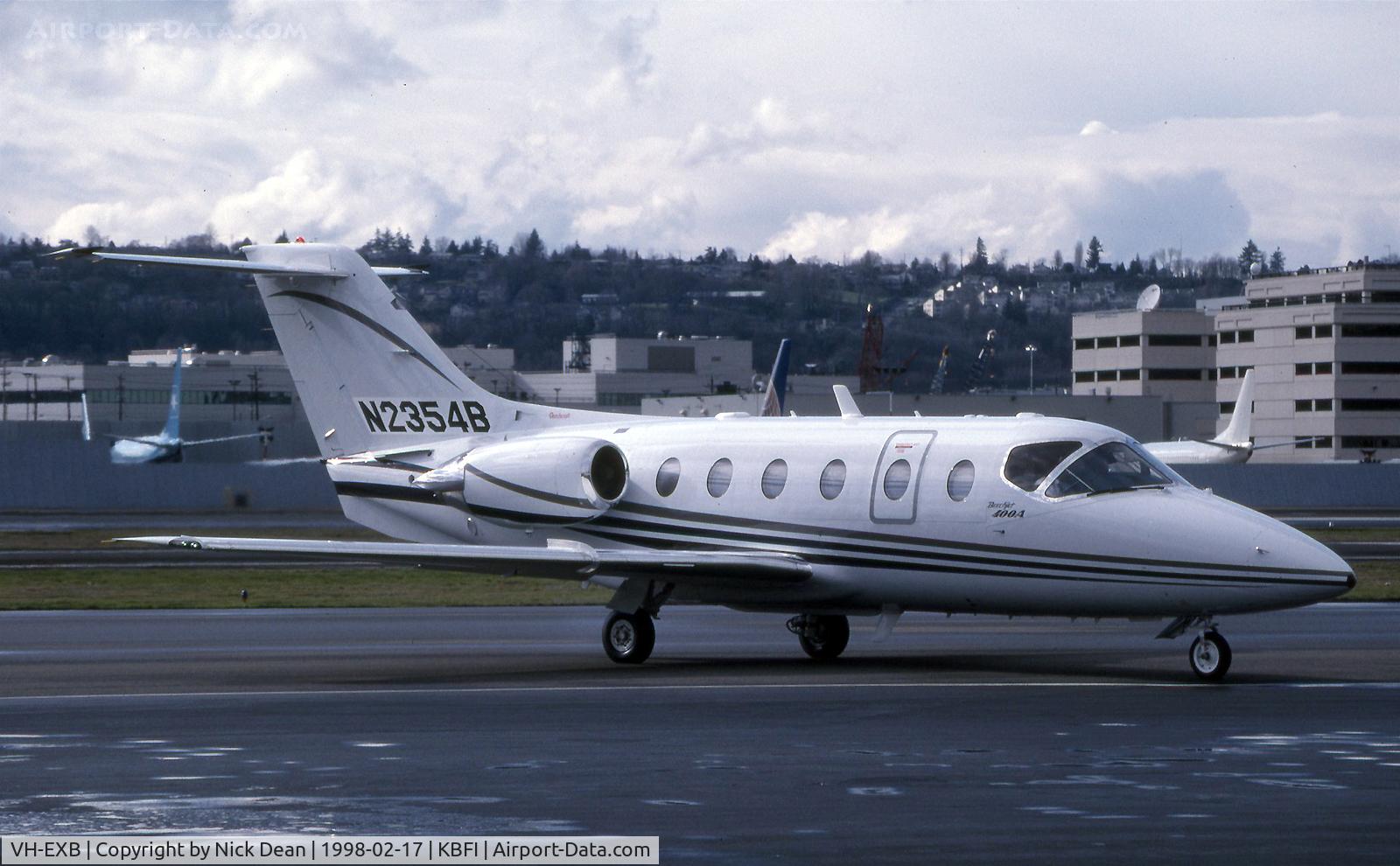 VH-EXB, 1997 Beech 400A Beechjet C/N RK-154, KBFI (Seen here with stick on reg N2354B and currently registered VH-EXB)