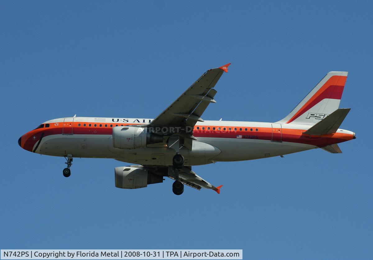N742PS, 2000 Airbus A319-112 C/N 1275, US Airways PSA Retro A319