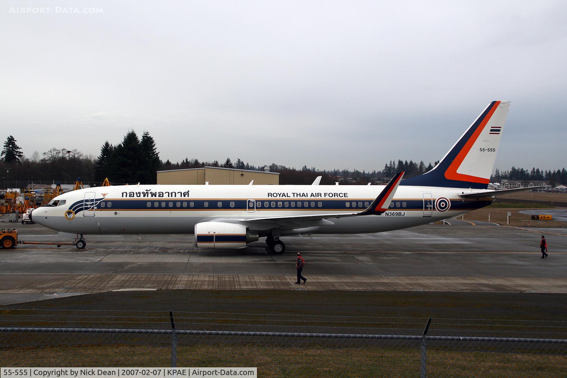 55-555, 2006 Boeing 737-8Z6 C/N 35478, KPAE (Seen here returning from a test flight carrying 55-555 and N369BJ also registered HS-TYS)