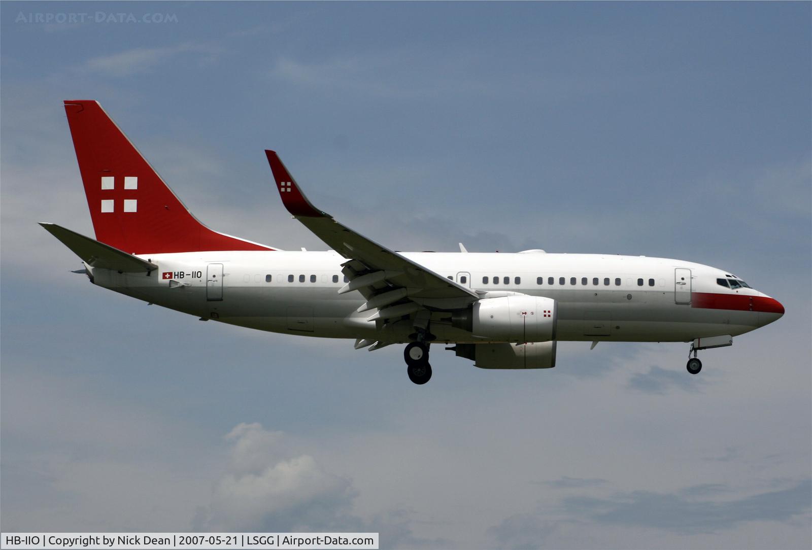 HB-IIO, 1999 Boeing 737-7AK BBJ C/N 29865, LSGG (Currently registered A6-RJX)
