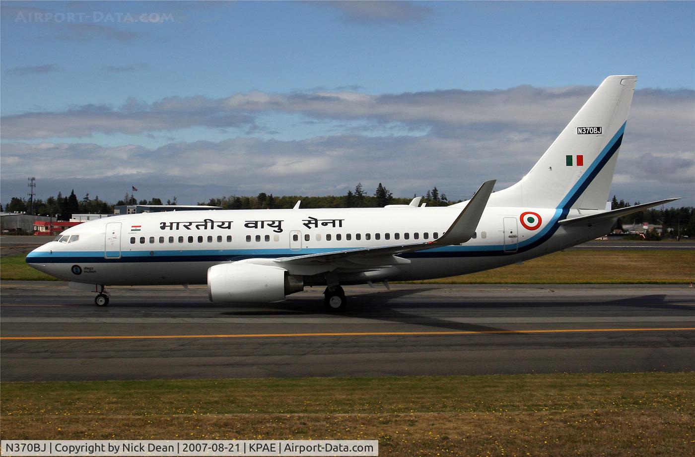 N370BJ, 2006 Boeing 737-7HI C/N 36106, KPAE (Indian AF BBJ fantastic frames came to Goodrich at PAE for modification prior to going to Georgetown for fuel tank work)