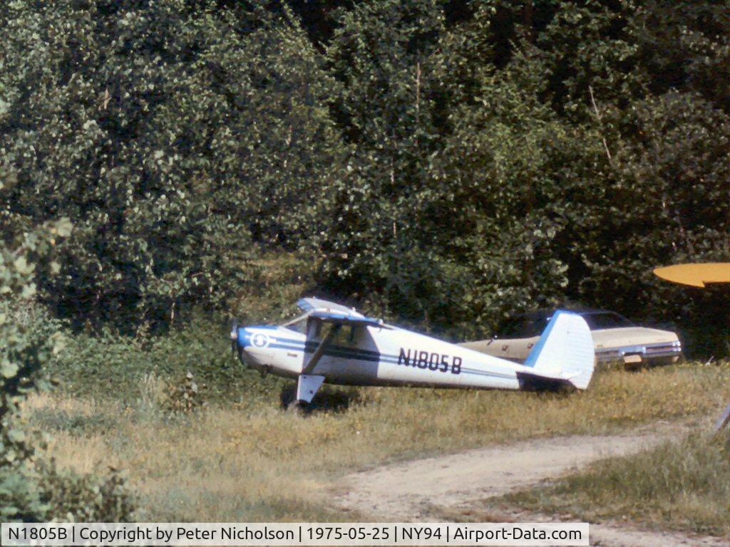 N1805B, 1948 Luscombe 8E Silvaire C/N 6232, This Luscombe was parked amongst the trees at Old Rhinebeck at a summer airshow in 1975.