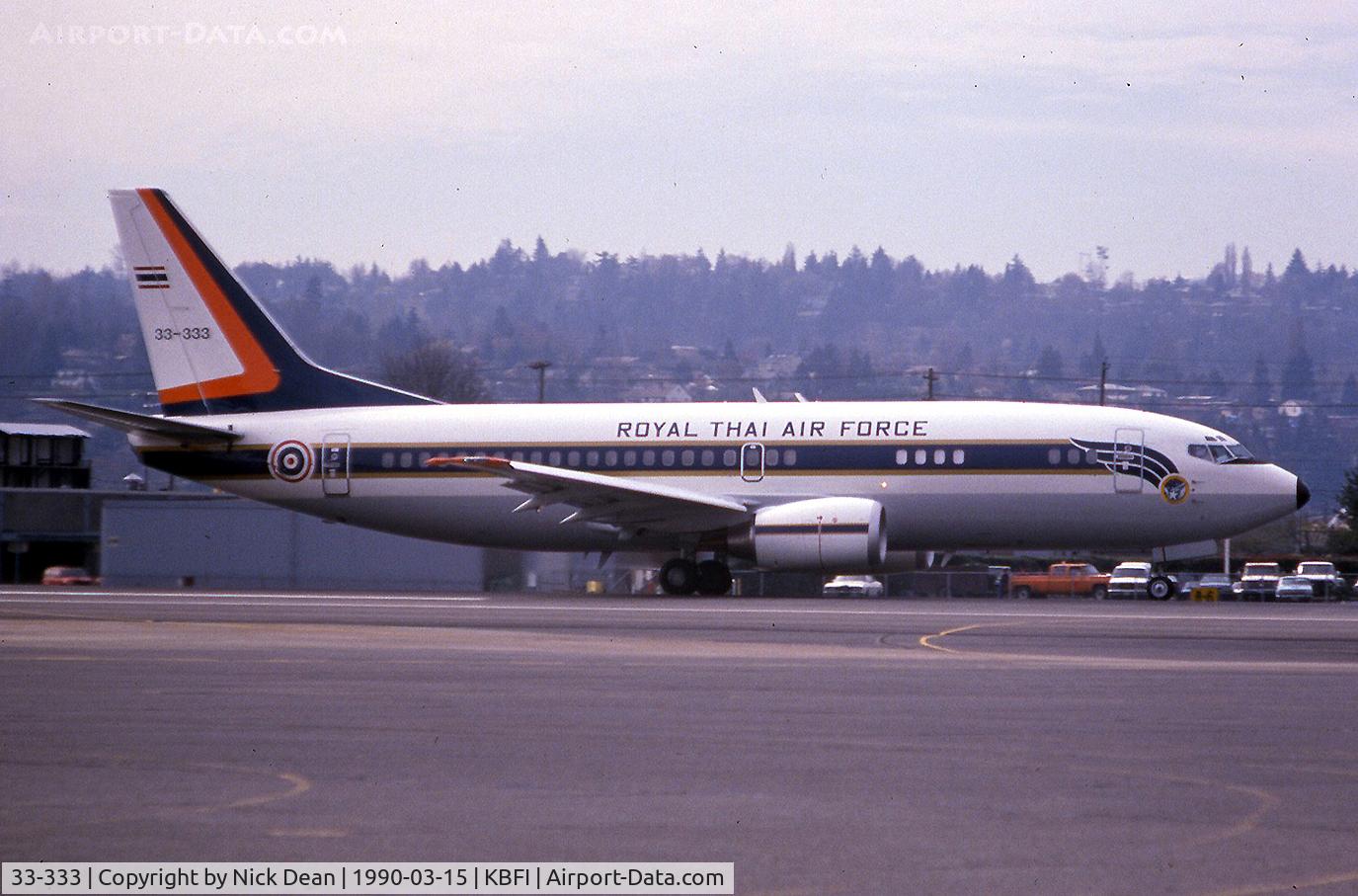 33-333, 1989 Boeing 737-3Z6 C/N 24480, KBFI (W/O 30th Mar 1993)