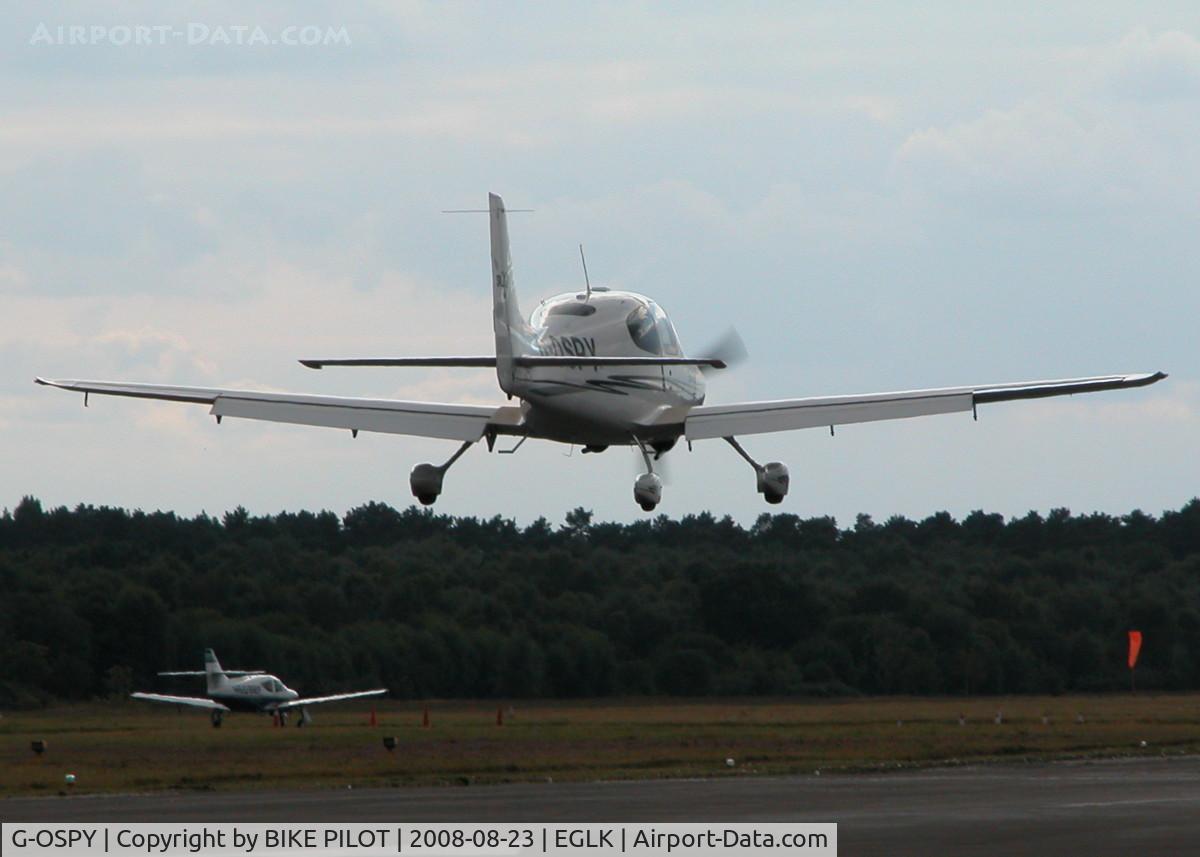 G-OSPY, 2005 Cirrus SR20 GTS C/N 1546, OVER RWY 25 THRESHOLD